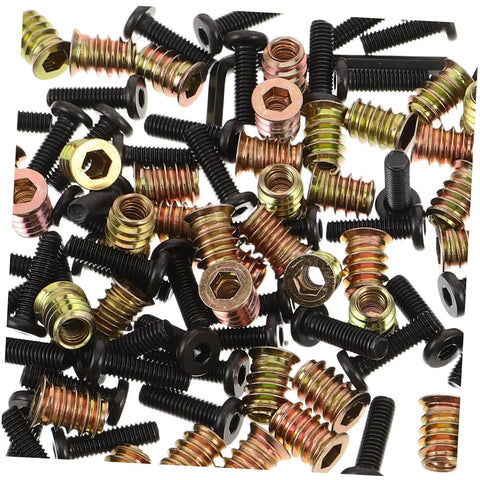50 Pieces Metal Threaded Wood Inserts Set With Bolts And Screws Plus Two Wrenches for furniture repair