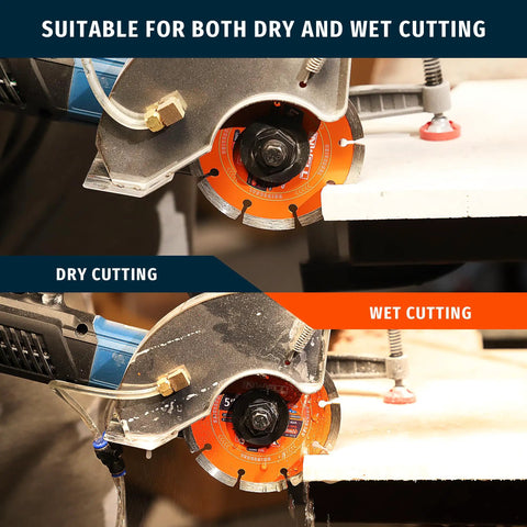 Four And One-Half Inch Segmented Diamond Saw Blades Two-Pack For Angle Grinder Heavy Duty Pro Grade Fast Cutting Wheel in use