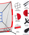 6x6 Ft Baseball Practice Net With 3 Targets, Portable Batting Hitting Pitching Throwing Net For Kids, Easy Setup Details