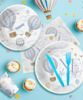 Hot Air Balloon 1st Birthday Party Supplies Set For Boys Mr Onederful Themed Tableware Pack Including Plates Napkins Cups And Cutlery In Blue For 24 Guests Lil Man Approved