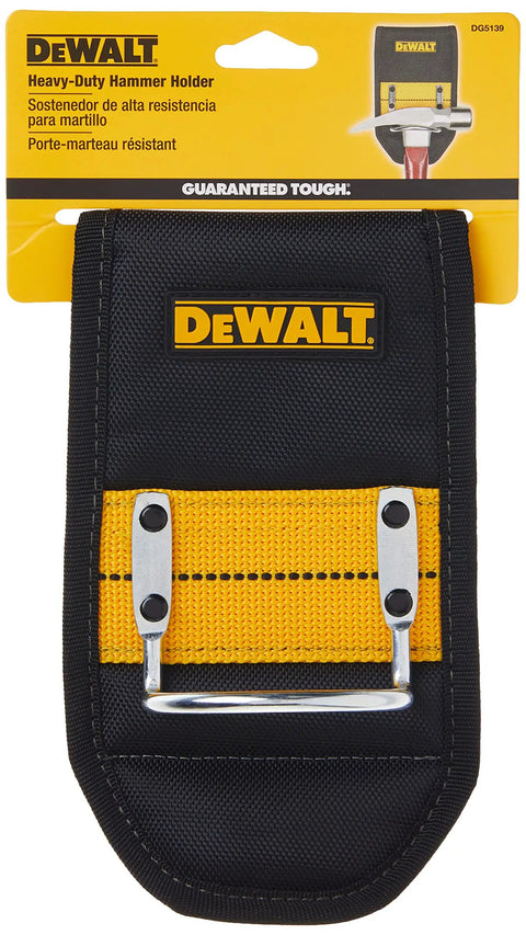 Heavy-Duty Hammer Holder With Steel Loop Cradle, Padded Shield For Comfort, Durable Belt Clip Tool Pouch, Model DG5139 packaging