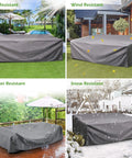 Outdoor Patio Table And Chair Set Cover Waterproof Large Grey Shield For 5 To 7 Piece Sets Fits 90.5 By 72.5 By 27.5 Inches in various weather conditions