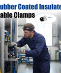 Technician installing 36Pcs One Quarter Inch 304 Stainless Steel Rubber Coated Insulated Cable Clamps in industrial setting
