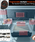 Home Monitoring Camera With Crystal Clear Full HD Video, Pan And Tilt, Color Night Vision displayed in modern living room setup