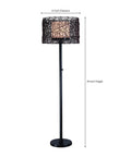 Tanglewood Outdoor Floor Lamp In Oil Rubbed Bronze, All Weather Powder Coated Steel, UL Listed Rustic Standing Lamp With Frosted Bulb Shield For Patio, Deck Or Garden, Built Tough For Any Weather, showing full lamp with dimensions 16 inch diameter and 58 inch height