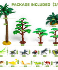Rainforest Diorama Kit With 33 Pieces PVC Animals And Insects, Miniature Trees, Moss, Sand And Stones, Display Box And Backdrop For Kids Science Projects, Kid Friendly Classroom DIY And Hands On Learning showing package contents including trees and insects