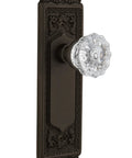 Egg And Dart Plate With Crystal Glass Knob Privacy Door Hardware In Oil Rubbed Bronze, Old School Vintage Latch Set For Interior Doors