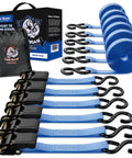 Beefy 1 Inch By 15 Foot Ratchet Tie Down Straps 1500 Lbs Break Strength 500 Lbs Working Load 6 Pack With Durable Carry Bag