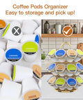 Heavy Duty Metal K Cup Pod Organizer Carousel For Home Kitchen Counter Coffee Station, Holds 27 K Cups, Gold Finish