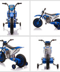12V Kids Motorcycle With Treaded Tires And Soft Start For Smooth Rides 5 Mph Top Speed Ride On Electric Bike For Kids Blue