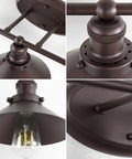 Close-up of Oil Rubbed Bronze 5 Light Industrial Farmhouse Vanity Light Wall Sconce With Metal Shade For Bathroom Mirror Kitchen