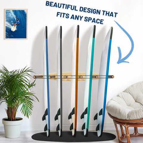 Tough As Nails Vertical Surfboard Rack Wall Mount With Six Reinforced Arms Holds Five To Six Boards Crack Resistant Design Upgraded 2025 Specs Saves Garage Space For Serious Boarders