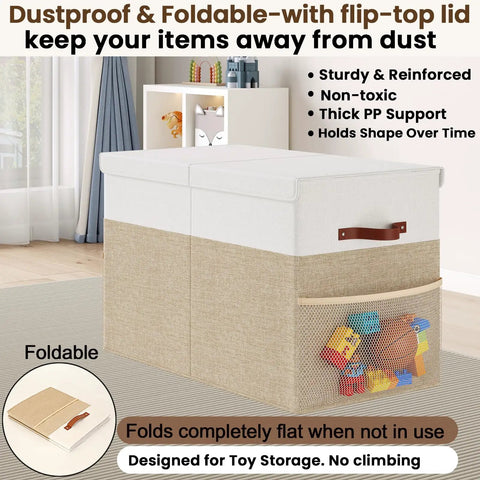 Hella Spacious Game Changer Large Toy Storage Box With Lid And Dividers Foldable Organizer For Stuffed Animals Building Blocks Keeps Playroom Looking Fresh Durable PP Construction Real Talk Quality