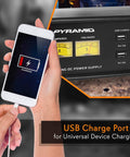 Universal Compact 50 Amp Adjustable Bench Power Supply, 12 To 15 Volts Output, With Two USB Ports And Overload Protection