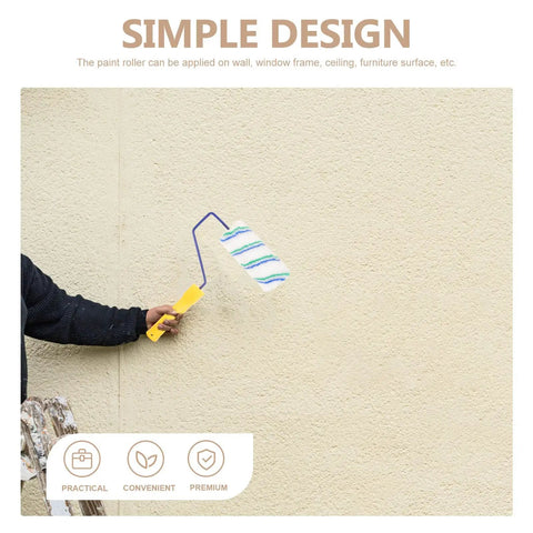 Portable Handheld Paint Roller With Removable Handle For Walls Ceilings And Furniture Lightweight Build in use on textured wall.