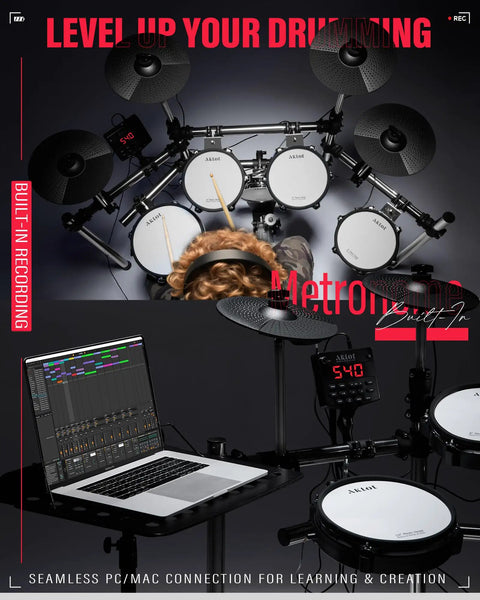Electric Drum Set With Tower Kick And Dual Zone Mesh Pads For Real Feel And Gig Ready Tone 10 Inch Snare 10 Inch Dual Zone Cymbals
