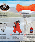 FINDMAG fishing magnet kit: N52 neodymium magnet, 2.36in diameter, 500 lb pull; orange nylon rope, gloves, carabiner