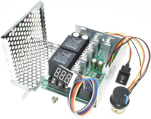 Adjustable Digital Display Motor Speed Controller For DC Brushed Motors 10 To 55 Volt 60 Amp PWM with casing and wires
