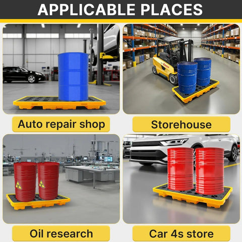 2 Drum Spill Containment Platform With 20 Gallon Sump And Drain Outlet Heavy Duty Workbench for various storage settings