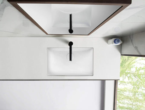 Undermount Bathroom Sink With Overflow In White, Premium Vitreous China, High Chemical And Thermal Shock Resistant, 18.25 By 11.94 By 6.88 Inches, Courtyard Style, Overflow Hole Included, Drain Not Included