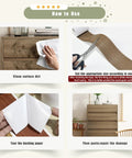 Steps for using Premium Gray Wood Grain Peel And Stick Film 2.4 Inch By 15 Feet Self Adhesive Repair Wrap to clean and apply.