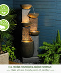 51.4 Inch Outdoor Water Fountain With Five Tier Showstopper Cascading Water Feature For Garden Patio Backyard Deck Porch And Home Art Decor With Lights And Pump Included