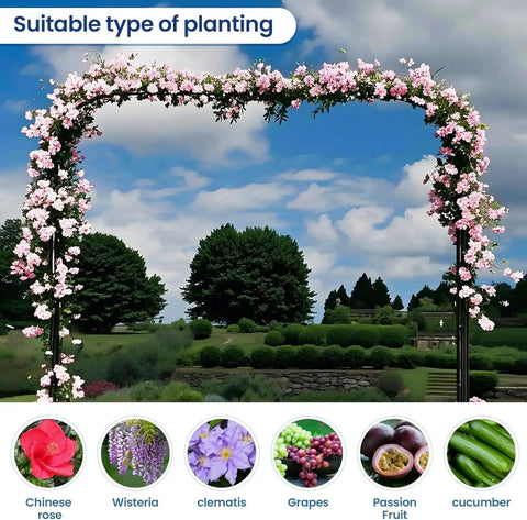 Outdoor Garden Arch Trellis For Climbing Plants, Sturdy Galvanized Steel Frame With Weatherproof Coating, floral display