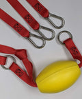 3 Point Dinghy Towing Bridle With Adjustable Middle Leg For Even Pull, 3800 Lb Test, 1 In Red Nylon Webbing, Yellow Float