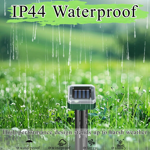 IP44 waterproof Solar Powered Pest Shield Kit 10 Pack Waterproof Outdoor Repellent For Lawns And Gardens glowing in rain