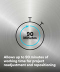 DP190 Gray Epoxy Adhesive Duo-Pak 48.5 mL 90-minute working time clock icon for project adjustment and repositioning