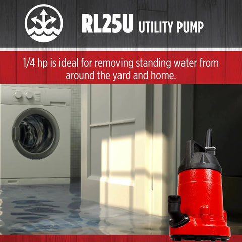 Heavy Duty 115 Volt One Quarter HP Aluminum Utility Pump With 1500 GPH Flow, 10 Foot Cord for water removal near flooded door