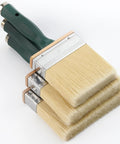 Deck Stain Brush Set 3 Pack With 4 Inch 5 Inch And 6 Inch Brushes, thick synthetic bristles, ergonomic handles, side view