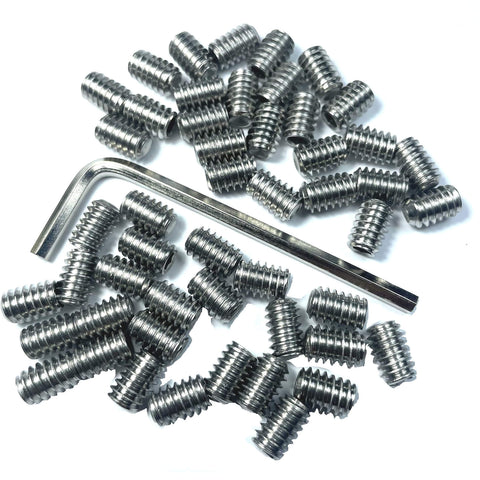 50-Piece Set Screws 1/4-20 By 5/16 Inch 304 Stainless Steel Hex Socket Grub Screws With 1/8 Inch Allen Wrench