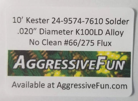 Label displaying details of No Clean Core Solder For Electronics K100LD Tin Copper Alloy 0.020 Inch Lead Free Silver Free Flux 66 275.