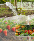 Pro Grade Garden Bug Netting 10x20 Feet Square Mesh Pest Barrier covering strawberries with watering can in use
