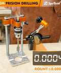 Auto Line Portable Drill Guide For Straight Holes Half Inch Keyed Chuck Hand Drill Press Adapter on workbench