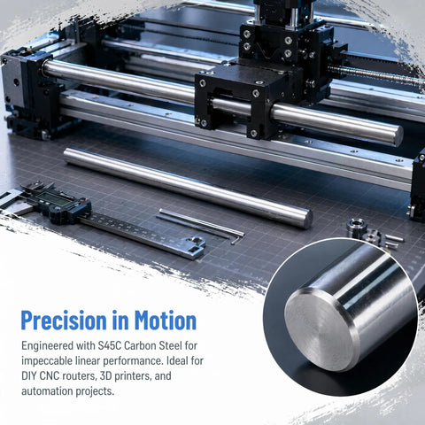 6mm x 300mm Linear Motion Rods Two Pack S45C Carbon Steel Shafts With Hard Chrome Plating HRC 60 Plus Minus 2 in CNC setup