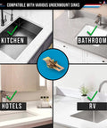 Heavy Duty Sink Clips 25 Pack For Undermount Sinks And Surfaces Easy Install Kitchen And Bathroom Sink Brackets, shown in various settings.