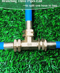 Beefy Brass Hose Tee Fitting Three Quarter Inch GHT Female To Male To Male Three Way Swivel Connector For Yard Watering Rust Resistant Leak Free Outdoor Hose Adapter Heavy Duty And Easy To Attach, 3/4 brass hose tee