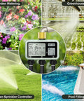 3 Zone Brass Inlet Watering Timer With Rain Delay, Auto And Manual Modes, 3 Outlet Sprinkler Timer for garden, lawn, and pool.