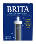 Water Bottle Replacement Filters BPA Free 3 Pack That Cut Chlorine Taste And Odor, box with Brita branding