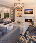 Living room with cozy lighting featuring Warm White Flame Tip Chandelier LED Bulbs 4W E12 Base 40W Equivalent 400 Lumens Not Dimmable