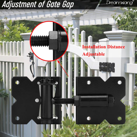 Heavy Duty Built To Last Self Closing Gate Hinge And Self Locking Latch Hardware Kit For Wooden And Vinyl Fences detail view