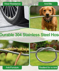 Upgraded Metal Garden Hose Reel With 100 Ft Main Hose And 6.2 Ft Guide Hose showing durability against wear and puncture