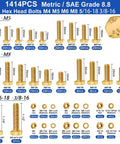 Nuts And Bolts Assortment Kit Go-To With 3334 Pieces Across SAE And Metric Phillips Head And Hex Bolts Grade Eight Point Eight 39 Sizes
