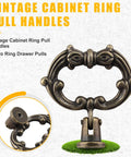 Antique Bronze Drop Ring Cabinet Pulls, zinc alloy, vintage style, ring diameter 49mm, for kitchens and dressers.