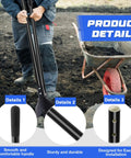 Close-up of 2 Pack 48 Inch Fiberglass Post Hole Digger Handles Replacement For 58 Inch Heavy Duty Hole Digger 1.2 Inch Diameter Includes Rubber Coated Gloves with design details.