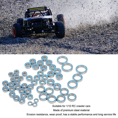 55 Piece RC Car Ball Bearings Kit With Double Rubber Seal Deep Groove Dope Upgrade For 1/10 Scale RC Crawlers, Durable Replacements, Easy Install, Improves Smooth Steering, Durability, And Overall Performance. steel bearings for 1/10 RC crawler cars