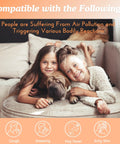 Two children and a dog on a sofa, highlighting the importance of 3 In 1 HEPA Filter Replacement For Smoke Grabber Holmes Air Purifier.