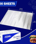 Premium Aluminum Foil Sheets 9 By 10.75 Inch Pre Cut Tin Foil Wraps For Cooking And Food Storage, 500 Sheets Box and Foil